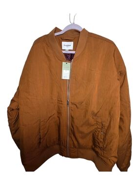 NWT Goodfellow & Co Men’s Lightweight Full Zip Bomber Jacket Brown / Ochre Amber